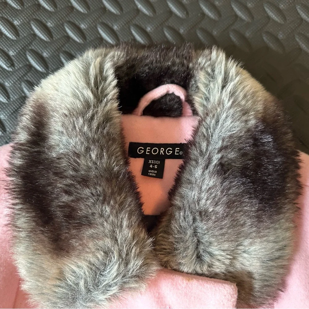 George Pink Double Breasted Coat with Faux Fur Collar - Picture 3 of 7